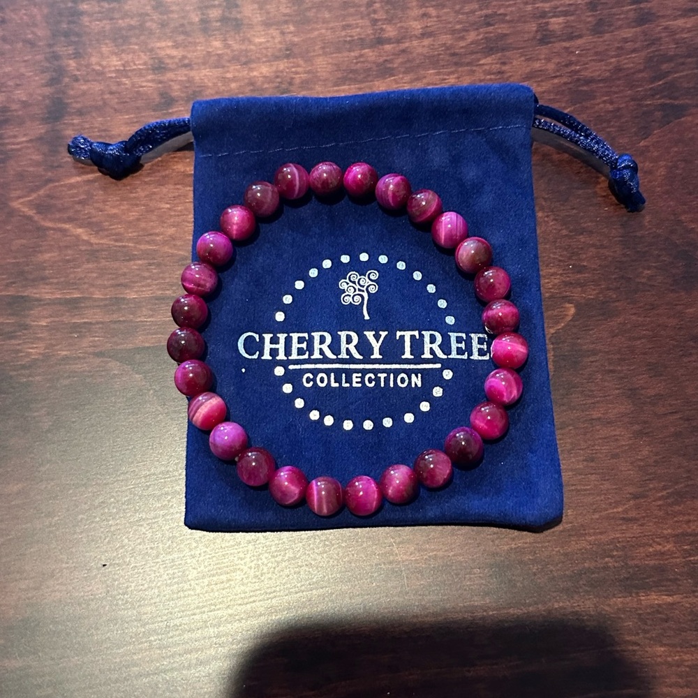 Cherry Tree Collection Pink Tiger’s Eye Beaded Bracelet